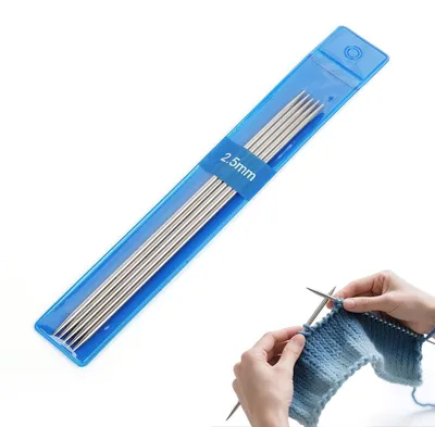 Zdjęcie produktu dla Zestaw igieł do szydełkowania, 5 sztuk, 2,5 mm, 15 cm, stal nierdzewna, do robienia skarpet, szalików, czapek, swetrów