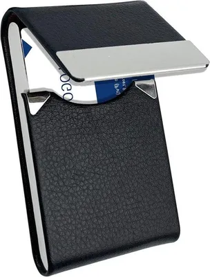 Imagen del producto de Portaetiquetas profesional RFID de metal y cuero sintético (PU), con cierre magnético, color