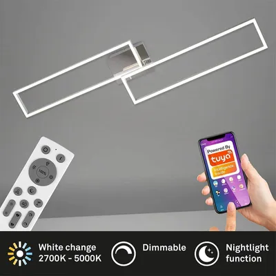 Produktbild von Deckenleuchte Briloner LED 40W Frame Smart Home Fernbedienung CCT Dimmbar Deckenlampe Chrom Alu
