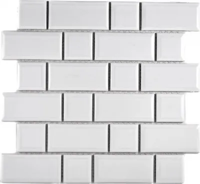 Produktbild von Metro Subway Mosaik Fliese Keramik weiß Fliesenspiegel Küche Wand MOS26WM-0101