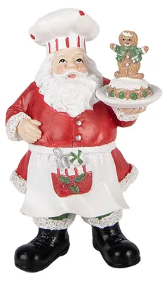Produktbild von Clayre & Eef Weihnachtsdekorationsfigur Weihnachtsmann 9x7x16 cm Rot Kunststoff