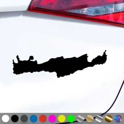 Produktbild von PantherPixel Insel Kreta Aufkleber Umriss Karte Griechenland Sticker Auto Geschenkidee Farbe Schwarz
