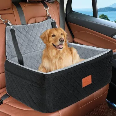 Obrázok produktu pre Autosedačka pre stredne veľké a veľké psy do 25 kg. Prateľné sedadlo s hustou výplňou a 2 bezpečnostnými pásmi