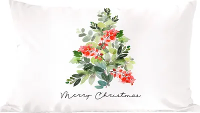 Produktbild von MuchoWow® Zierkissen Sofakissen Wohnzimmer Dekokissen 50x30 cm Weihnachtsbaum - Aquarell - Zitat - Wohnzimmerdekoration - Polster mit Photo
