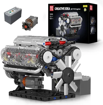 Produktbild von Technik V-8-Motor Bausteine Modell, 535 Teile Engine Modellbausatz Bausteinset als Spielzeug/Geschenk/Sammlerstücke