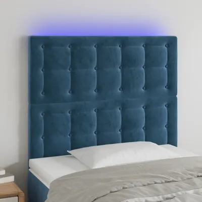 Produktbild von The Living Store LED Kopfteil Dunkelblau 100x5x118/128 cm Samt