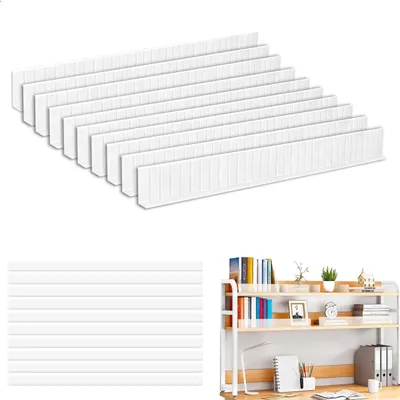 Imagen del producto de Omgoods - Divisores para cajones, 10 unidades - Divisores ajustables - Barreras antideslizantes - Semitransparentes - Se pueden cortar a medida - 40 x 4 x 1,3 cm - Organizador para cajones