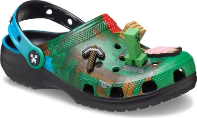 Produktbild von Crocs Kids Minecraft Classic Clog Sandale Schuhe 210830-90H grün Multi , Schuhe:34/35 EU