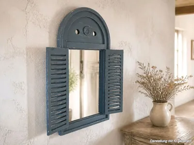 Wandspiegel Fenster mit Türen Shabby Chic blau