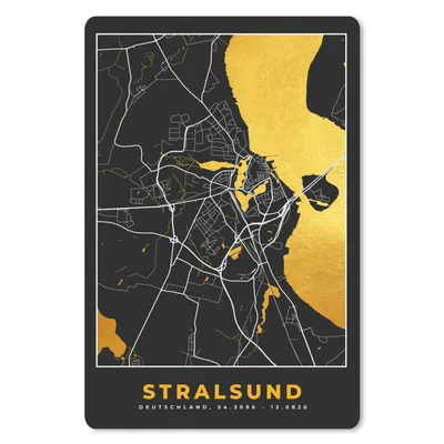 Produktbild von MuchoWow® Mauspad Mousepad Stralsund - Gold - Karte - Stadtplan - Deutschland 18x27 cm - Mousepads - Maus Mat - Pad - Mausunterlage