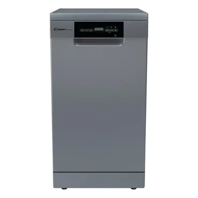 A front view of a silver Candy Brava dishwasher.