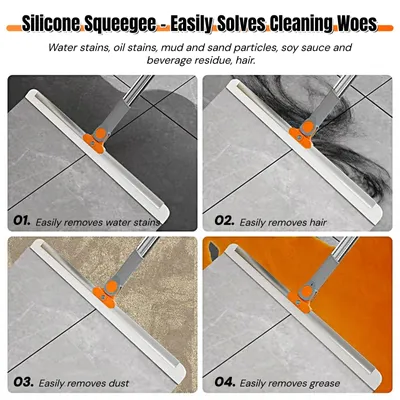 Imagen del producto de Limpiacristales de silicona de 50 cm, con mango telescópico de acero inoxidable, juego de 2 unidades, para uso interior y exterior