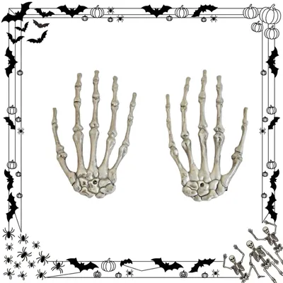 Skeletthände, 2 Stück, 15 x 8,5 cm, Kunststoff, Halloween-Deko