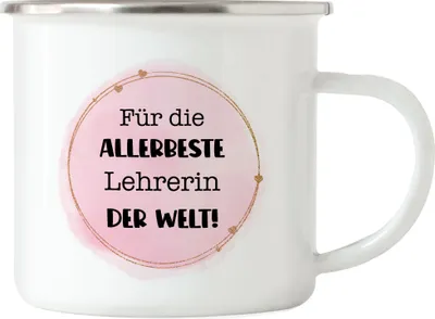 Produktbild von Für die allerbeste Lehrerin der Welt Emaille Tasse Geschenkidee Weihnachten Geburtstag Abschied Klassenlehrerin