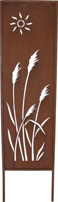 Produktbild von FRANK FLECHTWAREN Gartenschild "Schilf", Metall, moderne Rostoptik, schöne Ausstanzungen, Größe 31 x 117 cm