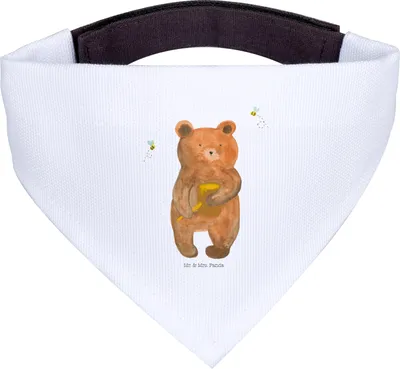 Produktbild von Mr. & Mrs. Panda Halstuch Hund Bär Honig - Weiß - Geschenk, Teddy, Hundehalstuch, Partner, Verliebte, Hunde, Für, Liebe