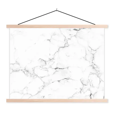 Produktbild von MuchoWow® Textilposter Marmor - Weiß - Grau - Luxus - Marmoroptik - Strukturiert 120x90 cm mit holzfarbenen Rahmen - Magnetisch