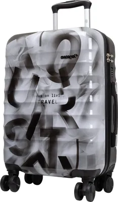Produktbild von Polycarbonat Kleiner Handgepäck Reisekoffer Verona 55cm Grau-Schwarz Graffiti-Look