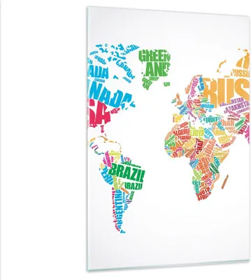 Produktbild von Bilder auf glas - Einteilig - Karte Worte Welt Geographie - 80x120cm - Glasbilder - Wandbilder - Bilder - Wanddekoration aus Glas - Glas Bilder - Wandbild auf Glas - GPA80x120-2860