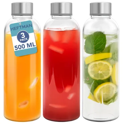 Obrázek produktu pro Omgoods – Sada 3 skleněných lahví o objemu 500 ml s víčky z nerezové oceli