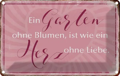 Produktbild von vianmo Blechschild 20x30 cm Garten ohne Blumen wie Herz Spruch Zitat