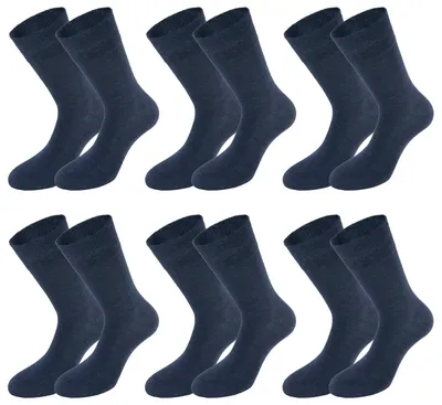Tobeni Herren Socken 6-er Pack mit Elasthan und Softrand ohne Gummi Jeans Blau