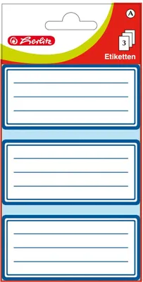 Produktbild von Herlitz Buchetiketten weiß mit blauem Rahmen 68 x 37 mm 3 Blatt à 3 Etiketten