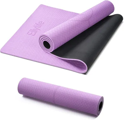 Productafbeelding van Antislip yogamat met uitlijnlijnen, 6 mm dik, van natuurrubber en TPE, inclusief draagriem