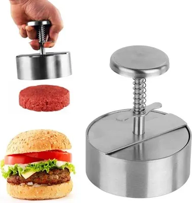 Produktbild von Famanu Burgerpresse Verstellbar - Hochwertiger Edelstahl, Antihaftbeschichtung