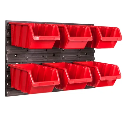 Obrázek produktu pro Nástěnný panel na nářadí 57,6 x 39 cm s 6  ks. Krabice závěsný Červené Boxy Skladovací systém