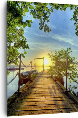 Produktbild von Bild auf Leinwand - Leinwandbild - Einteilig - See Sonnenuntergang Boot Landschaft - 70x100cm - Wand Bild - Wandbilder - Leinwanddruck - Wanddekoration - Leinwand bilder - Wandbild - PA70x100-2573