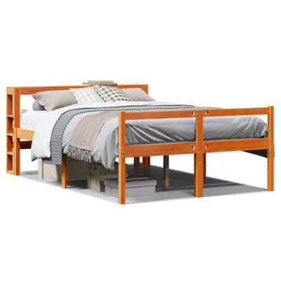 Produktbild von vidaXL Bettgestell mit Kopfteil ohne Matratze Wachsbraun 140x200 cm