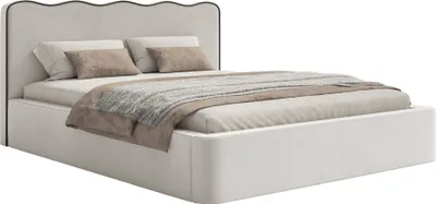 Obrázok produktu pre Selsey Duney - Čalúnená posteľ 140x200 s podnožou a velúrovým poťahom, svetlo béžová