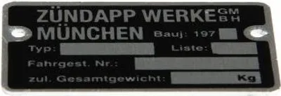 Produktbild von Typenschild Rahmentypenschild blanko "197x" Aluminium für Zündapp Mofa Moped Mokick