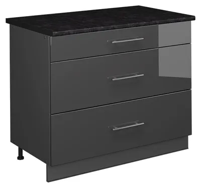 Produktbild von Küchenunterschrank Vicco Fame-Line Anthrazit Hochglanz/Anthrazit 100 cm, AP Anthrazit, Model 62009