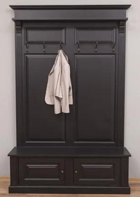 Produktbild von Casa Padrino Landhausstil Massivholz Garderobenschrank Schwarz 140 x 41 x H. 210 cm - Wand Garderobe - Flur Schrank - Flurmöbel - Garderobenmöbel - Landhausstil Möbel