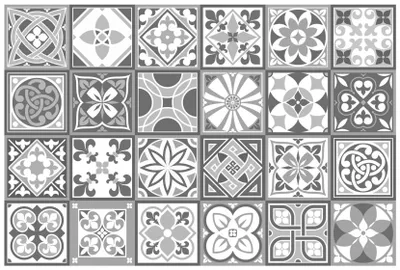 Zdjęcie produktu dla Naklejki podłogowe Purbeck 15 x 15 cm, PVC, szare, 24 sztuki