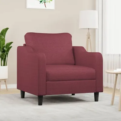 Produktbild von Weinroter Sessel, 60 cm, aus Stoff mit Armlehnen und Metallgestell