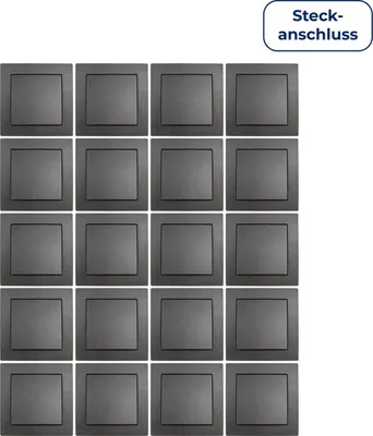 Produktbild von 20x Wechselschalter mit Rahmen McPower "Flair", 250V/10A, UP, Klemmanschluss, anthrazit, matt