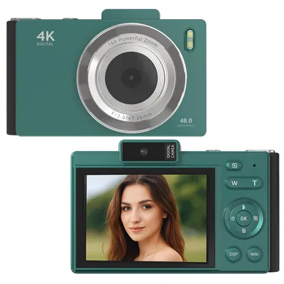 Obrázek produktu pro Digitální fotoaparát AIORBER 4K, 48MP, 16x zoom, selfie a vlog kamera, LCD displej, integrovaný blesk, mimoburzovní přenos fotografií, kompaktní, zelený