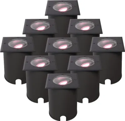 Produktbild von hoftronicsmart LED Bodeneinbaustrahler 5,5W IP67 RGBWW Schwarz GU10 Set 9 Stück