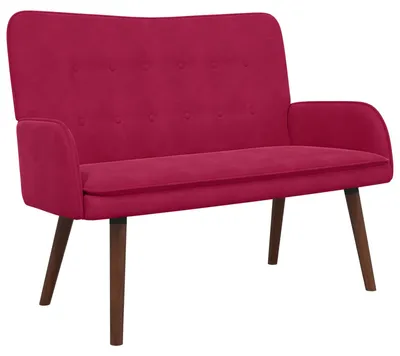 Obrázok produktu pre vidaXL Dvojmiestna sedačka, vínová farba, 115 x 61 x 87 cm, zamat