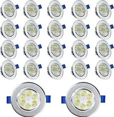 Obrázok produktu pre JOIEYOU LED zapustené bodové svietidlo 230V ploché 5W 20ks LED bodové hliníkové mini tenké zapustené bodové stropné reflektory stropné svetlo, pre obývaciu izbu spálňu - studená biela