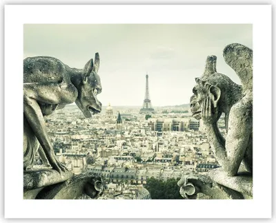 Produktbild von Poster - Poster ohne Rahmen - Wasserspeier Paris Notre-Dame - 50x40 cm - Wand Bild - Wanddeko - Wandbilder - Kunstposter - Wandposter - Bilder - Kunstdruck - Wanddekoration - P2XAA50x40-4544