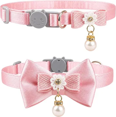 Produktbild von Katzenhalsband verstellbar, 2 Stück, mit Sicherheitsverschluss, rosa, für Kätzchen