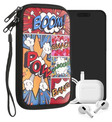 Produktbild von kwmobile Handytasche für Smartphones L - 6,5" - Neopren Handy Tasche Hülle Cover Case Schutzhülle - Comic Symbole Mehrfarbig - 16,5 x 8,9 cm Innenmaße