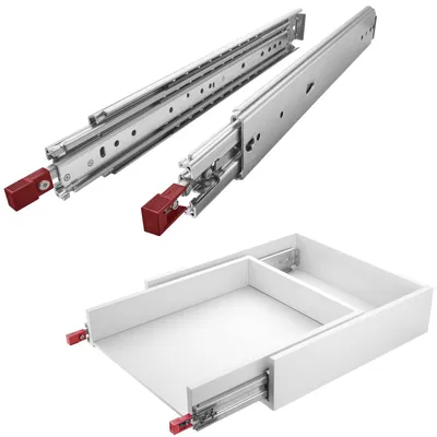 Produktbild von SOTECH VarioSlide Vollauszug KV2-200-H76 1200 mm – Schwerlast 200 kg, Einhandverriegelung mit Lock, rot (1 Paar)