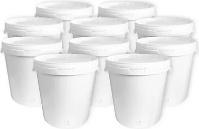 Produktbild von 10 Stück Leereimer mit Deckel Hobbock 30 Liter weiß
