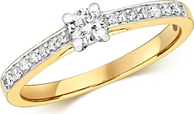 Produktbild von Funkelndes Feuer 9 Karat (375) Gold Solitär Verlobung Damen - Diamant Ring Brillant-Schliff 0.27 Karat H - I1, 51 (16.2); TRS321229KYRSL