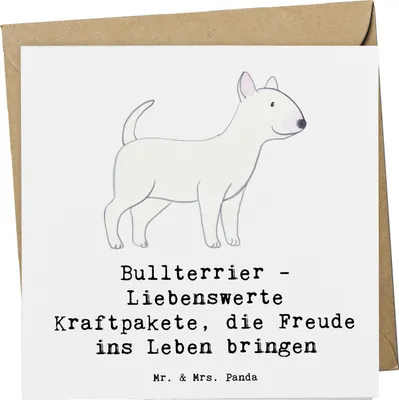Produktbild von Mr. & Mrs. Panda Glückwunschkarte Bullterrier Kraftpaket - Weiß - Geschenk, Familienhunde, Hunderasse, Hunde, Hunderassen Vielfalt, Treue, Grußkarte, faltkarte, loyale